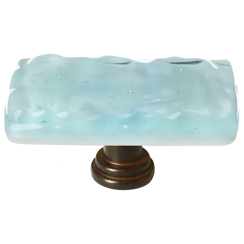 Glacier Square Knob, Oil Rubbed Bronze, Light Aqua, Skinny Long Knob