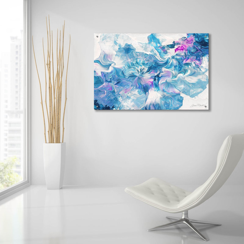  «Abstract Pouring Q» par Jean Plout, art mural en verre acrylique, 36 po x 24 po