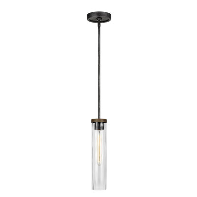 Lutz Scot 1 - Light Single Cylinder Pendant with Wood Accents