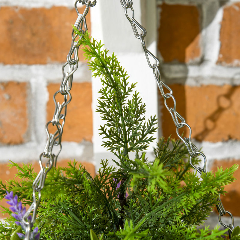 34cm Faux Flowering Plant in Wicker/Rattan Basket