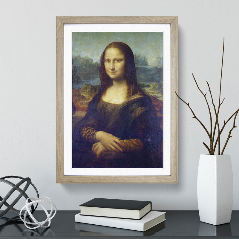 The Mona Lisa by Leonardo Da Vinci - Picture Frame Painting on MDF, 48cm H x 36cm W x 2cm D, Oak Framed