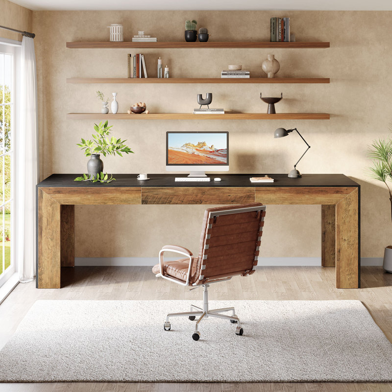 Computer Desk, Black/Vintage Brown