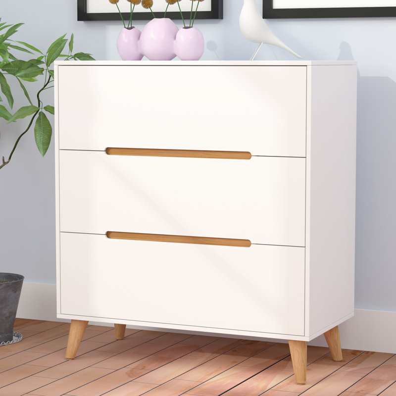 Heriberto 80cm W 3 - Drawer Chest of Drawers, White