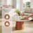 Modern Round Wooden Pedestal Coffee Table With Matte Natural Stone Tabletop-2013305853