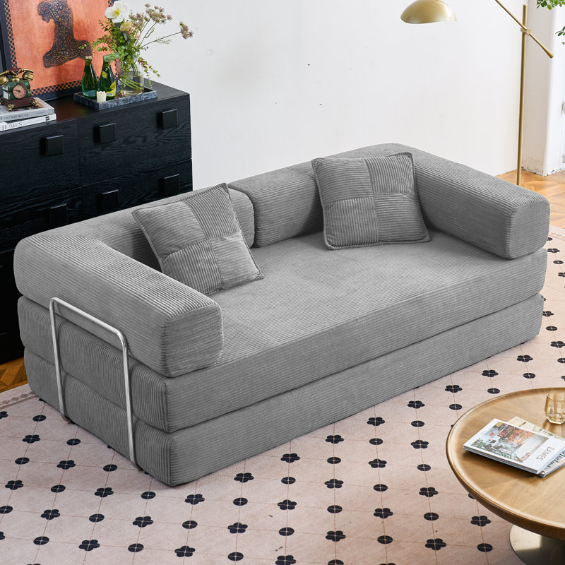 Canapé-lit Boneless Convertible, Gris, H 26,3 po x l 62,9 po x P 35,4 po