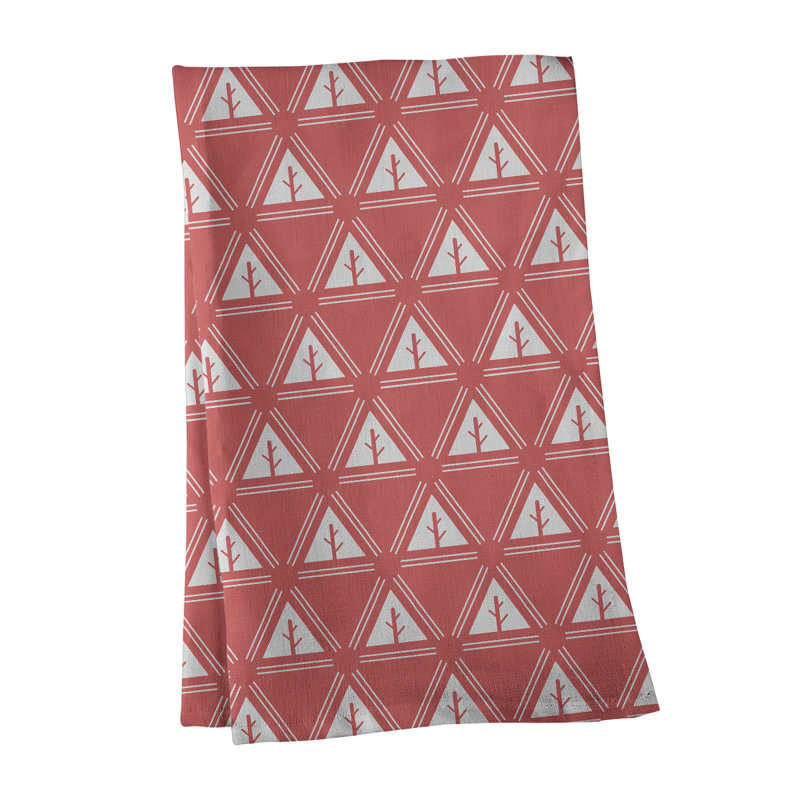 Theo Nath Tea Towel Kitchen Towel, White/Light Red, Poly Twill