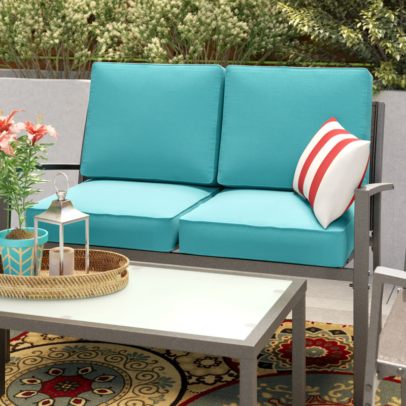 Outdoor 5'' Loveseat Seat / Back Cushion, Fresco Natural