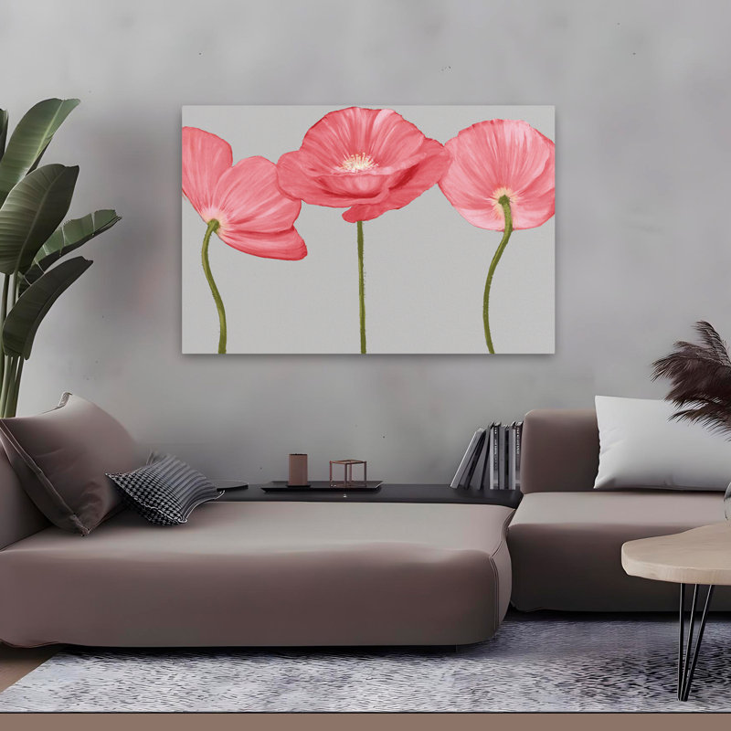 Plantes, fleurs, coquelicots IV, art mural, H 32 po x l 48 po