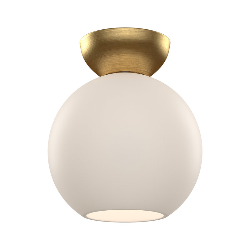 Arcadia Glass Flush Mount, Brushed Gold, 9" H x 7.88" W x 7.88" D