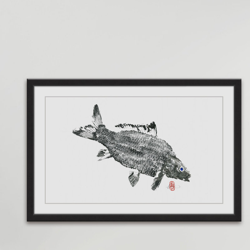 « carp », reproduction d’art encadrée, H 20 po x l 30 po x P 1,5 po