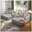 Ensemble 2 pièces surdimensionné de méridienne double, luxueux canapé-lit en velours côtelé moelleux avec 6 coussins et une poche de rangement, pour les petits espaces, le cinéma maison et le salon-1607512794