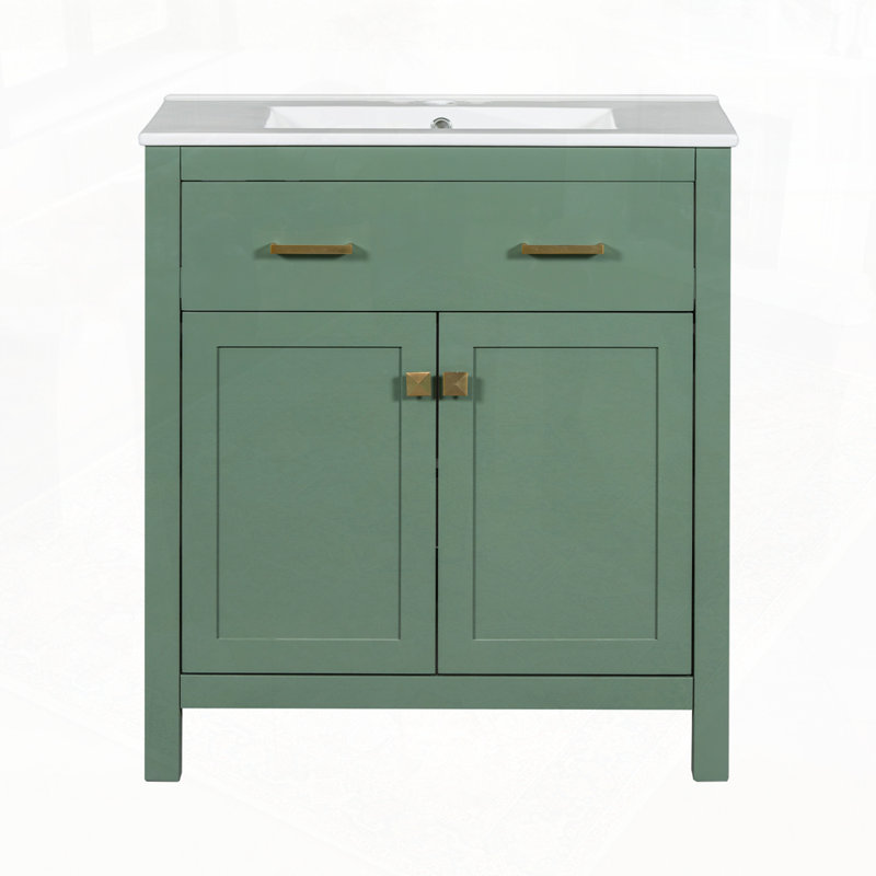 Bathroom Vanity with Ceramic Sink, Green