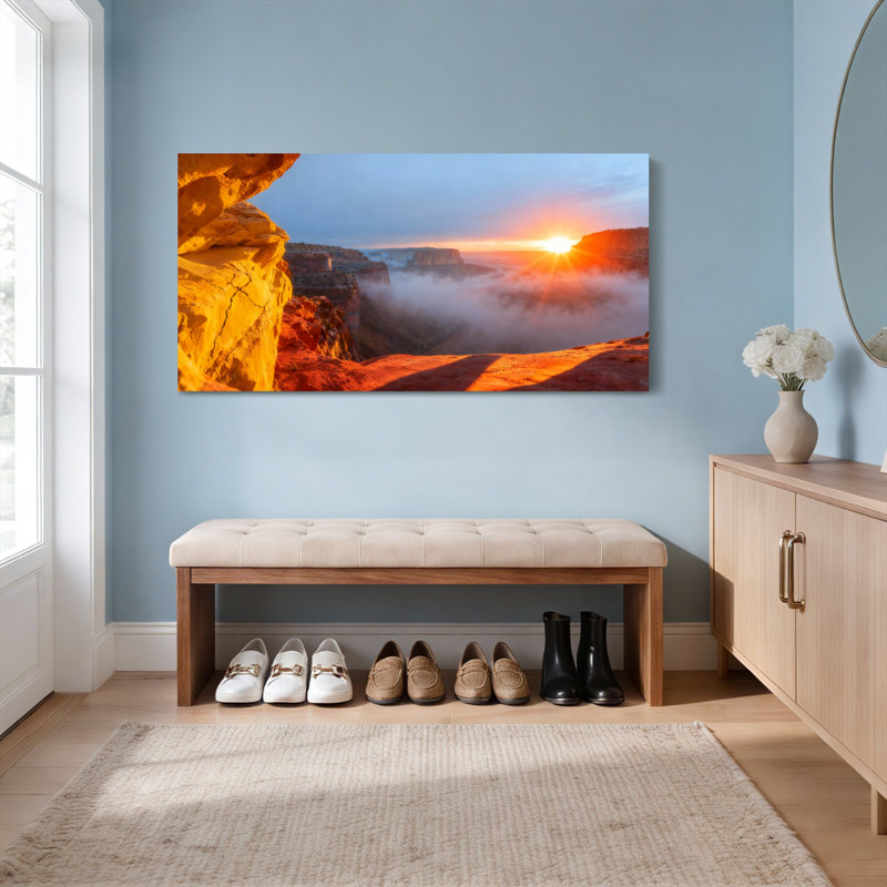 Canyon paysage coucher de soleil sur toile tendue, ensemble de 1 reproduction d'art, H 20 po x l 40 po