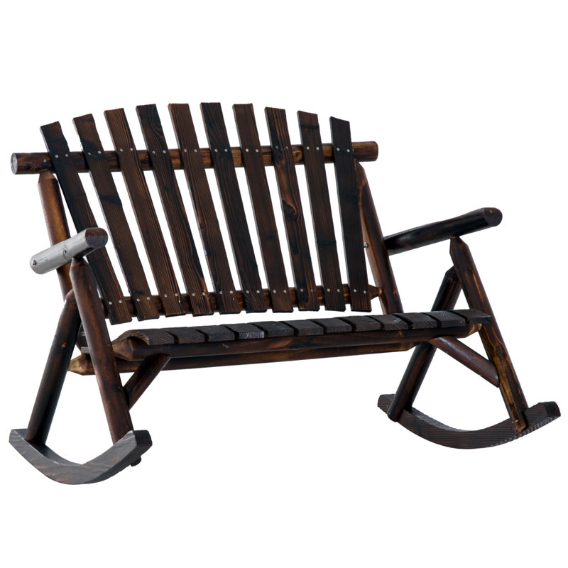 Traditional Rustic Adirondack Rocking Chair - Thick Firwood Patio Chair With Wide Seat & High Backrest