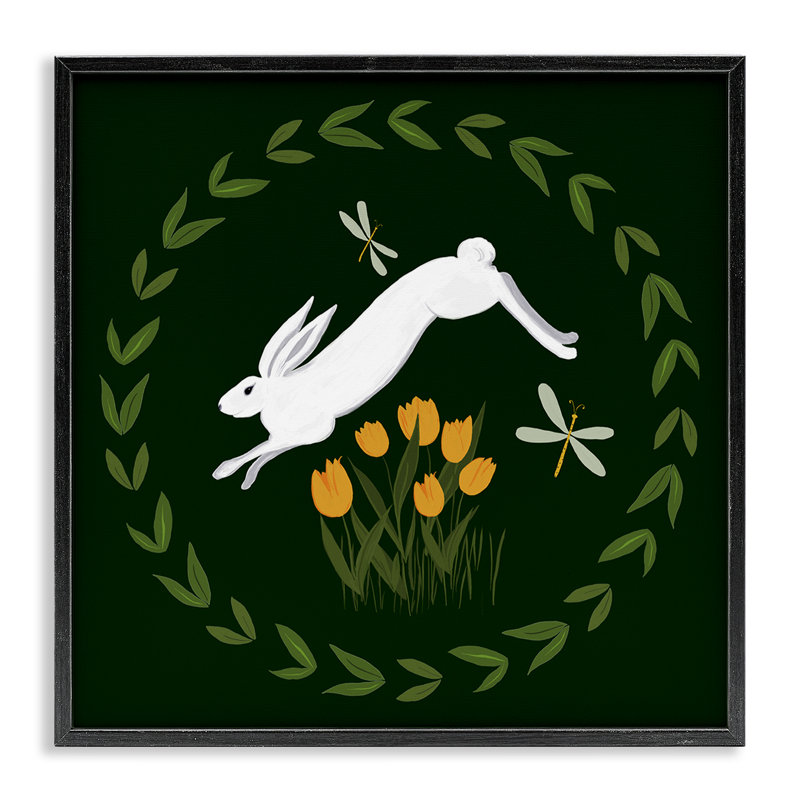  Lapin sautant dans une couronne, estampe numérique par Michelle Ingari Designs, H 12 po x l 12 po