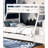 Twin Over Full Bunk Bed Of White Transitional Style With Lock Joint Rails And Built-In Storage, Front Steps Slat Kit For Lock, Drawers Access Steps, Mattress Support