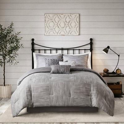 Édredon gris à imprimé croisé, 7 pièces, très grand, coussins décoratifs modernes gris, matériau