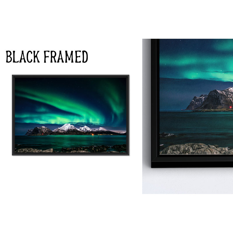 Toile imprimée: œuvre de paysage de ciel nocturne Aurora Borealis, 1P BlackFramedCanves, 23,7 po H x 31,6 po l