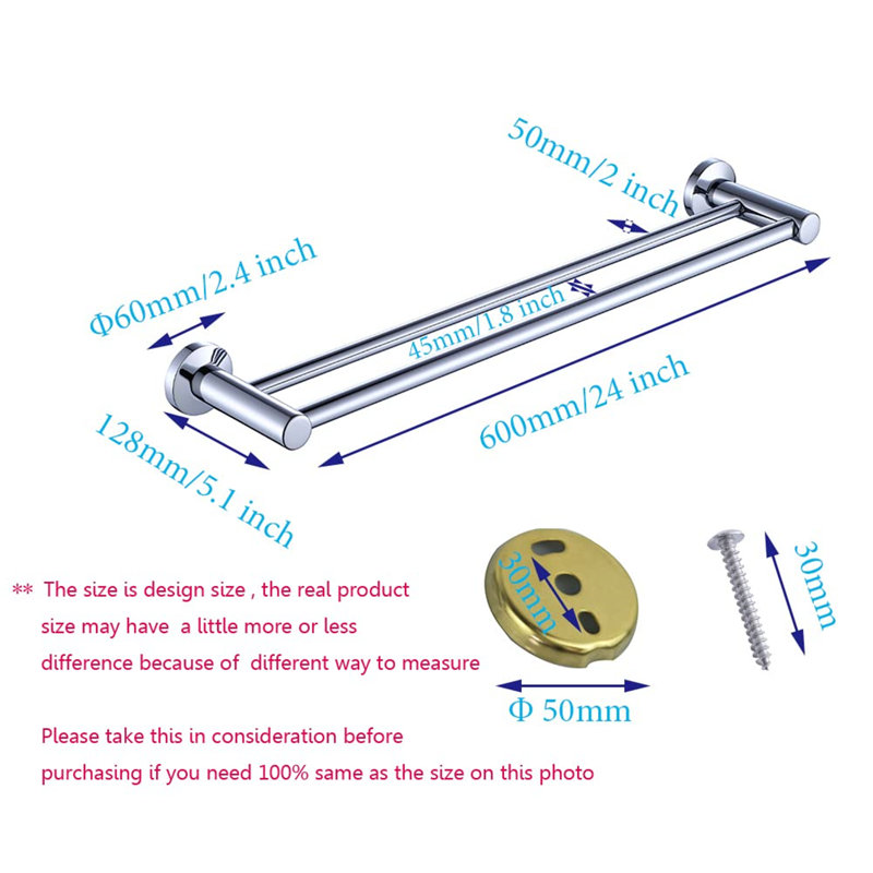 Bushweller 10 cm L Wall Mounted Towel Rack, Silver
