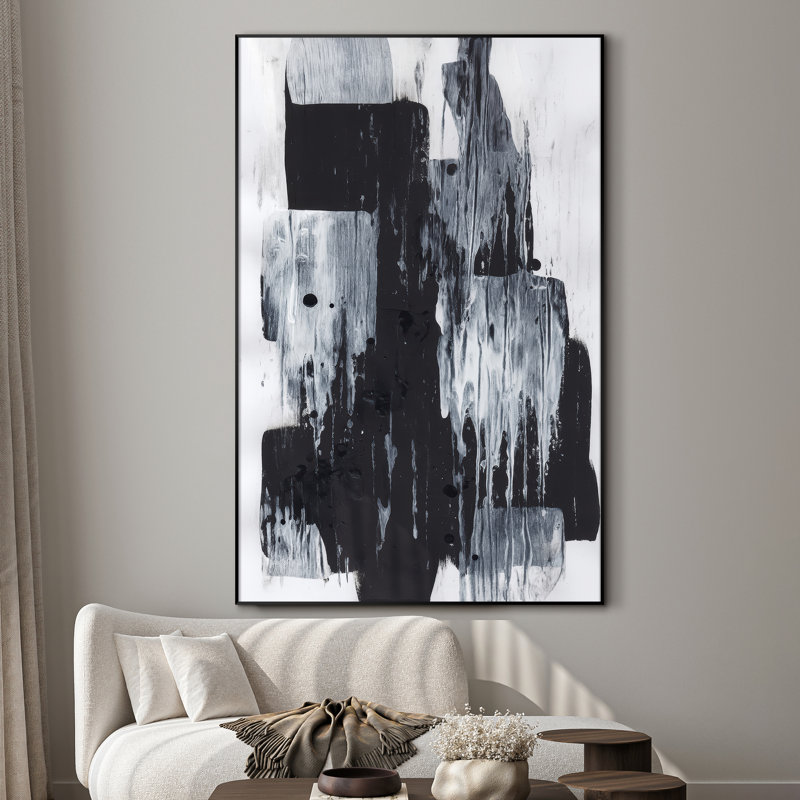 Très grand art mural imprimé sur tissu - Abstrait neutre moderne pour la décoration d'œuvres d'art contemporain pour le salon ou la chambre à coucher - «Assemblage requis du cadre (cadre non fini)»
