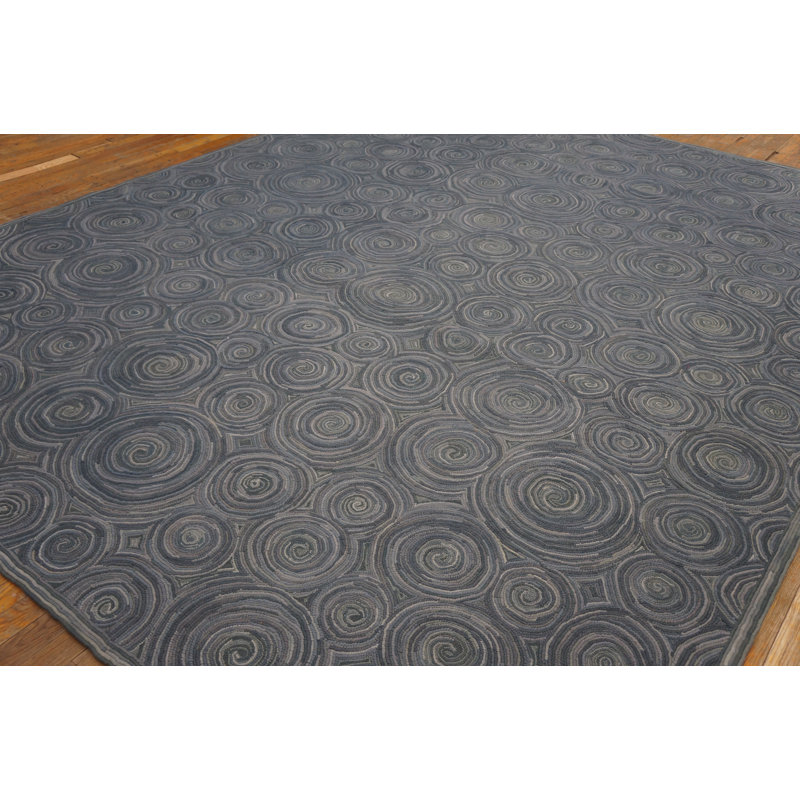 Tapis mauve en laine noué à la main de conception unique 8 pi x 10 pi