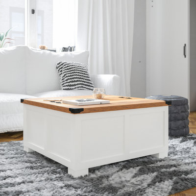 Modern Farmhouse Coffee Table with Hinged Lift Top and Storage