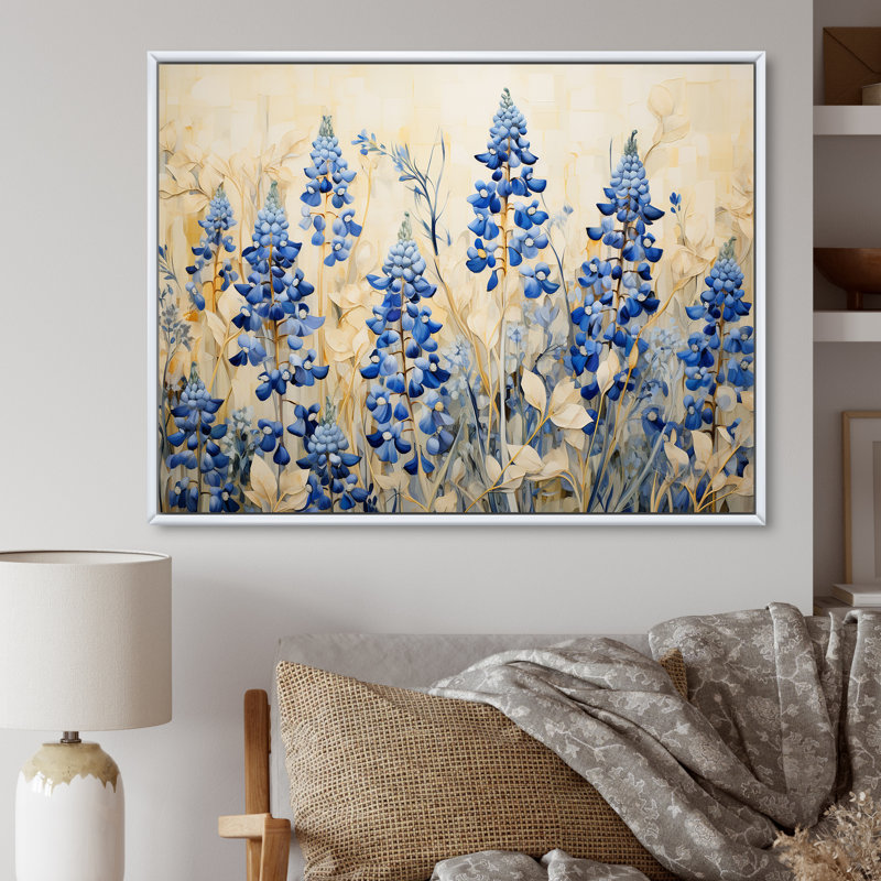 Magical Blue Bonnets Grass Meadows, reproduction d'art sur toile, Blanc, H 34 po x l 44 po x P 1,5 po