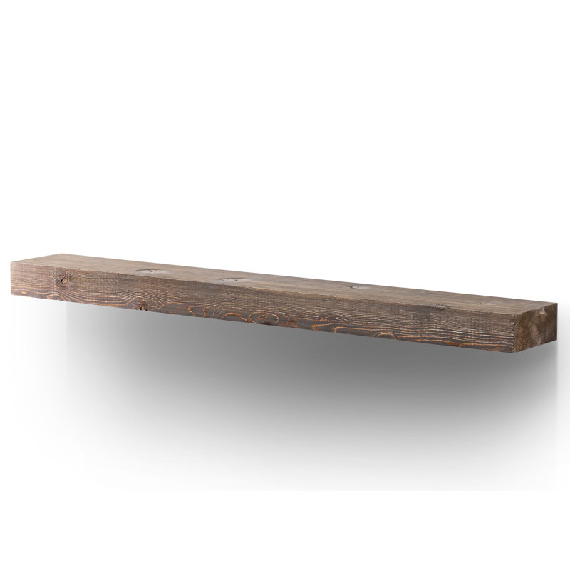 Cleamon Hand Carved Wood Mantel, Dark Brown, 72"