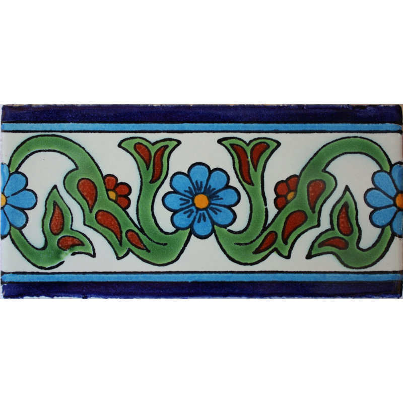 6" x 3" 8 pcs Carbellino Subway Mexican Clay Tile Handmade Talavera Backsplash