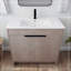 Meuble-lavabo autoportant avec lavabo en céramique blanche et 2 portes d'armoire à fermeture en douceur