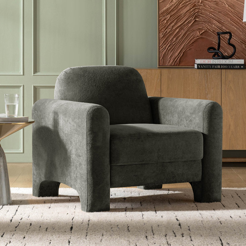 Fauteuil incurvé large en chenille l 36 po Gabriel, Gris