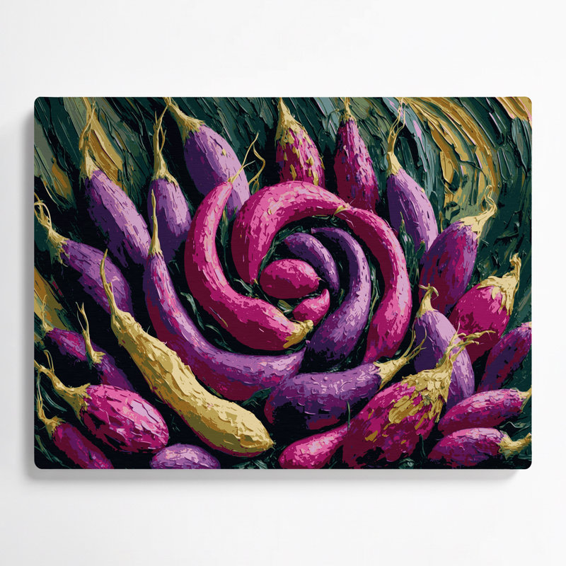 Légumes, art mural mauve en métal Oca