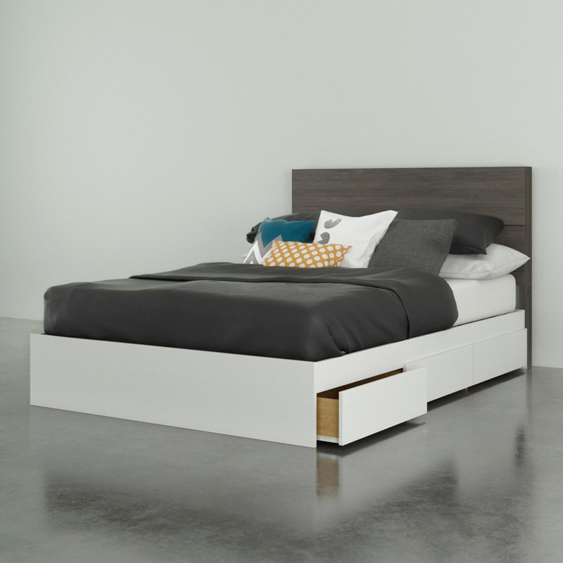 Bourquin Platform Storage Bed, Full, Walnut/Black