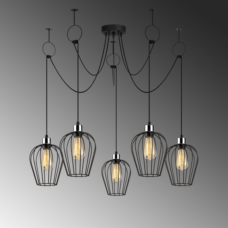 Luminaire suspendu en grappe à 5 lumières