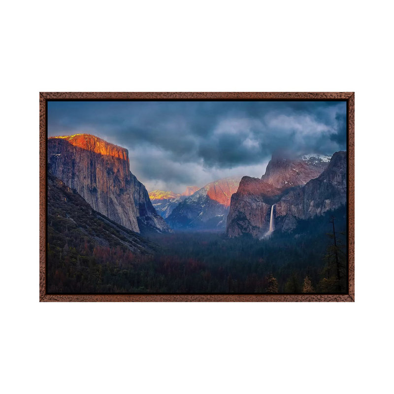 The Yin And Yang Of Yosemite by Michael Zheng - Print on Canvas, Classic Brown Wood Floater Framed