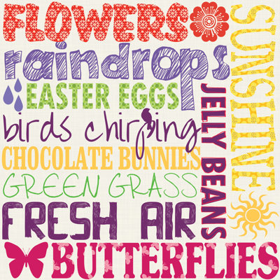 Spring Words Colours - Wrapped Canvas Print