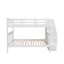 Lit superposé double sur escalier avec rangement et garde-corps pour chambre à coucher, dortoir, couleur blanche