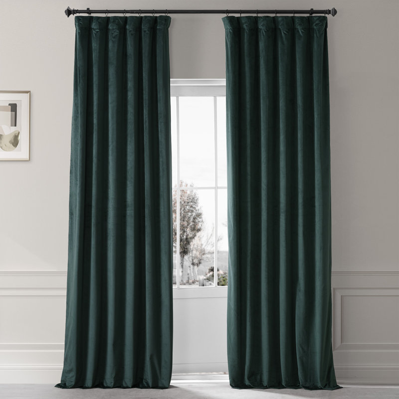 Loria Plush Velvet 100% Blackout Curtains For Bedroom, Living Room - Single Panel, 50" W x 96" L, Spirit Green