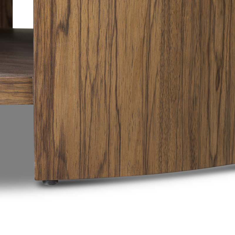 Damari Round Coffee Table-Medium Brown Limba