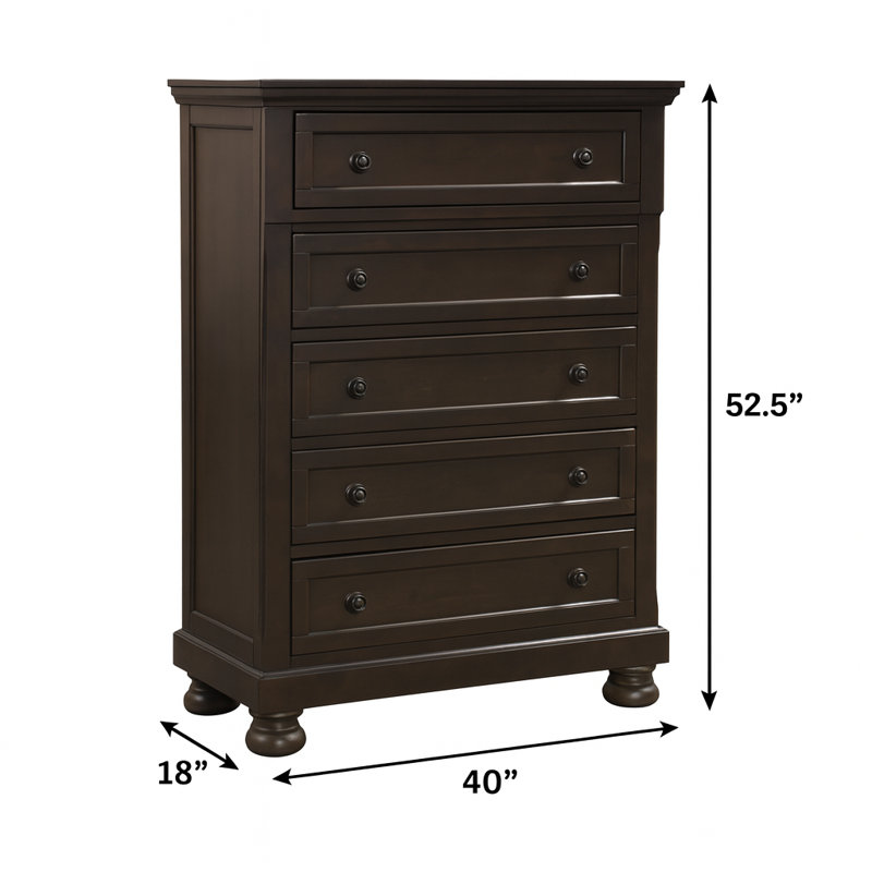 Commode 5 tiroirs Dianna, Grey