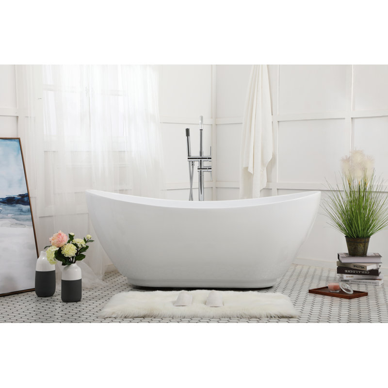 Labrusca 67'' x 28.3'' Soaking Fiberglass Bathtub, Polished Chrome