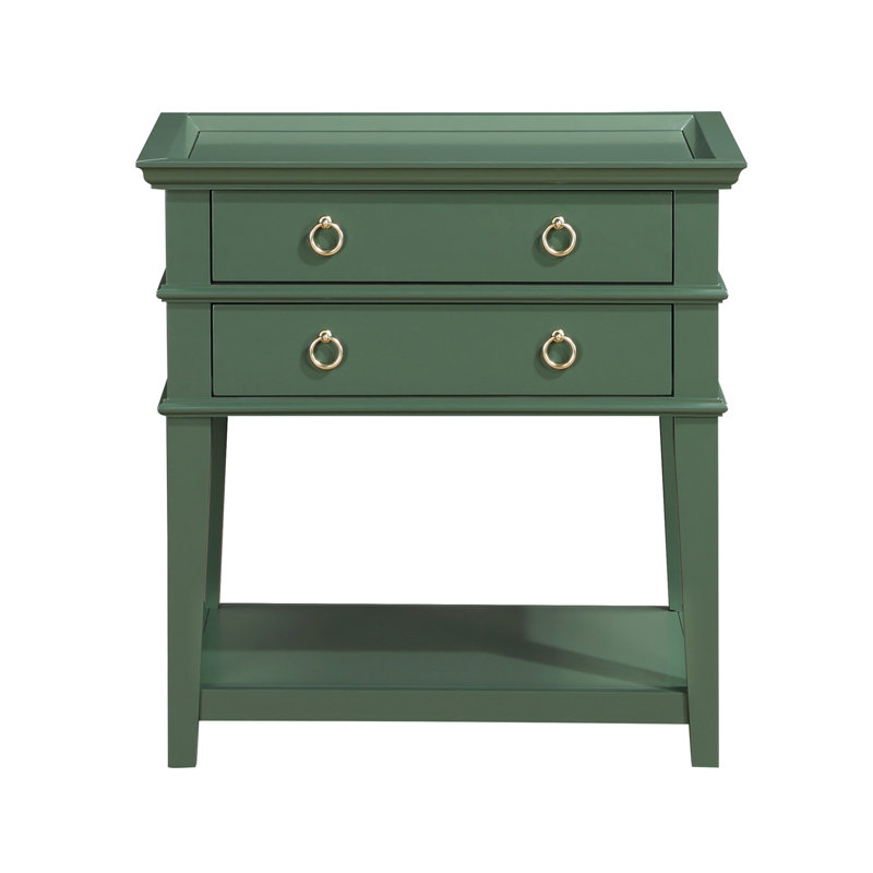 Table de chevet 2 tiroirs Carmona, Vert antique