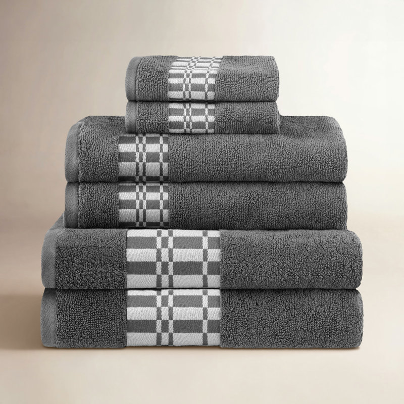 Ensemble de serviettes 6 pièces Mikira Larissa, gris