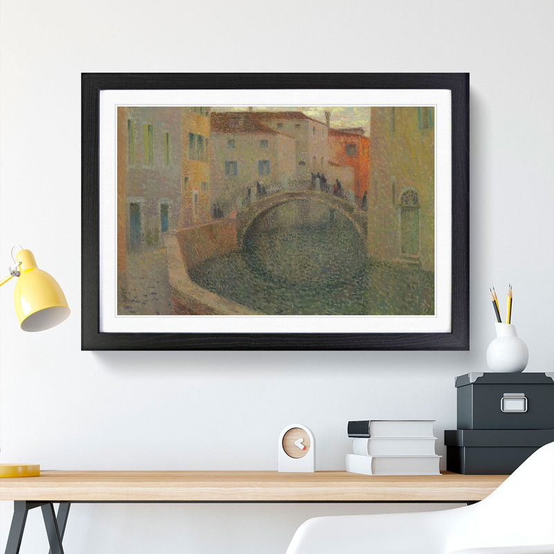 Small Canal in Venice by Henri Le Sidaner - Picture Frame Painting, 36cm H x 48cm W x 2cm D, Black Framed