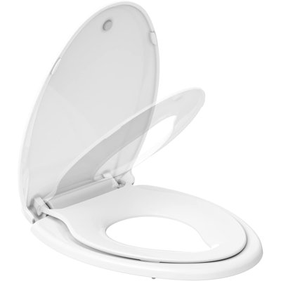 Soft-Close Round Toilet Seat with Removable Training Seat, Quick-Release Hinges for Easy Cleaning, Slow-Close & Non-Slip Design, Easy Installation