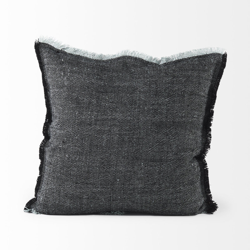 Malia Fringed Linen Reversible Pillow Cover