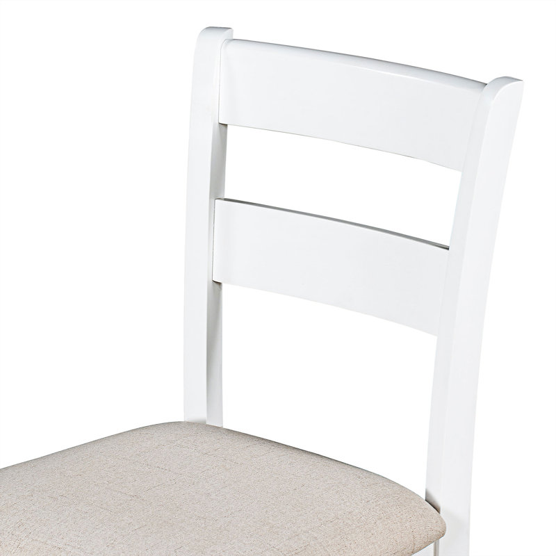 Ensemble de table de salle à manger en bois 6 pièces avec tiroir de rangement Borgny, gris, Blanc / Beige, Blanc