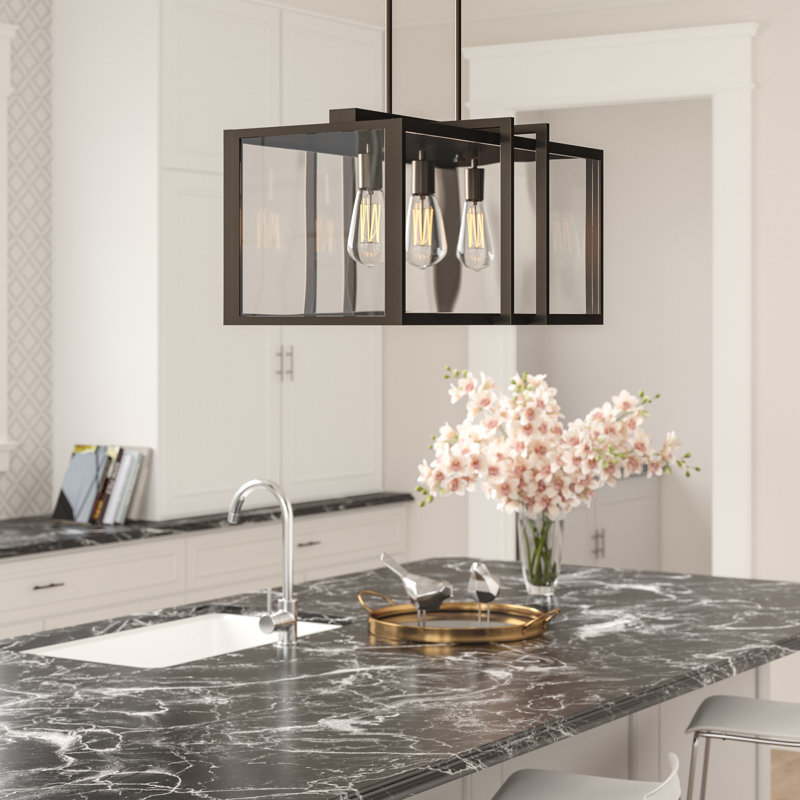 3 - Light Kitchen Island Pendant, Rubbed Oil Bronze
