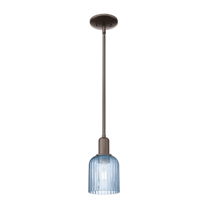 Downtown Urban - Voile de mariée - Mini-luminaire suspendu 1 tige, H 9,63 po x l 5 po x P 5 po, Bleu, Bronze frotté à l'huile