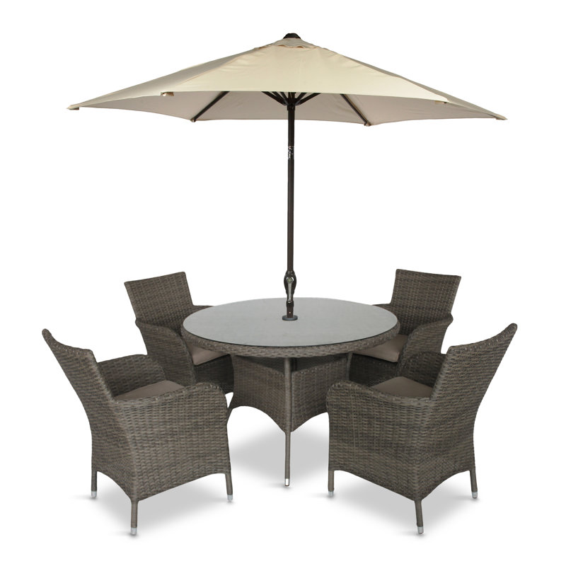 LG Outdoor Monaco oak 4 seat dining set with 2.2m parasol